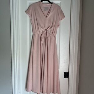 Gal Meets Glam Pink Flutter Sleeve Midi Dress
